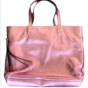 GIANNO CHIARINI: Metallic Pink Leather Purse Handbag
